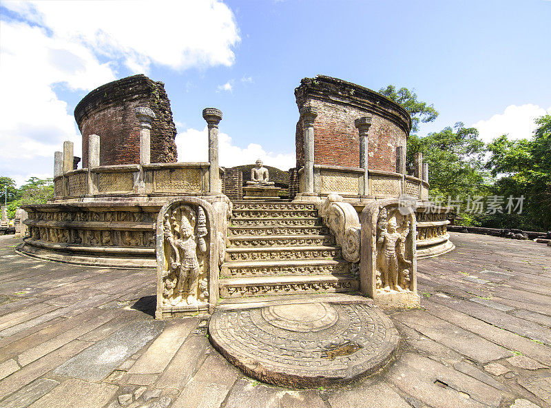 斯里兰卡典型的宗教结构在Polonnaruwa，斯里兰卡