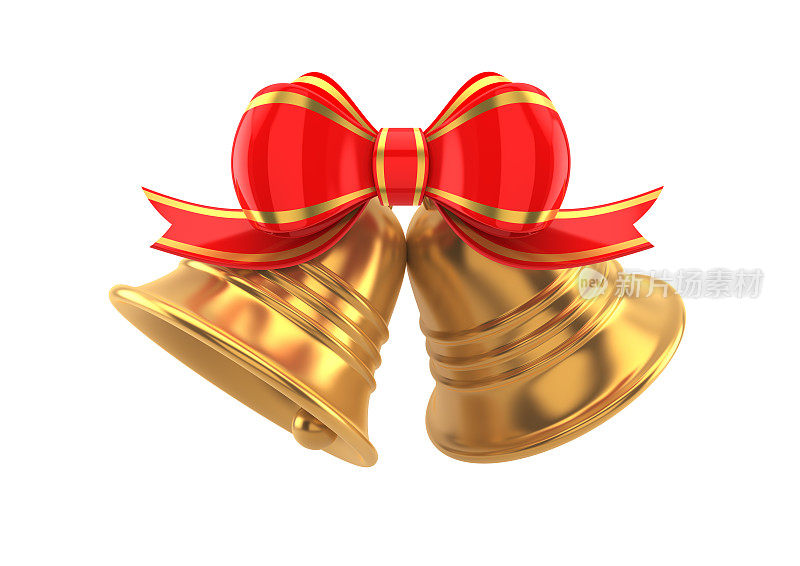 金色的铃铛和红色的蝴蝶结