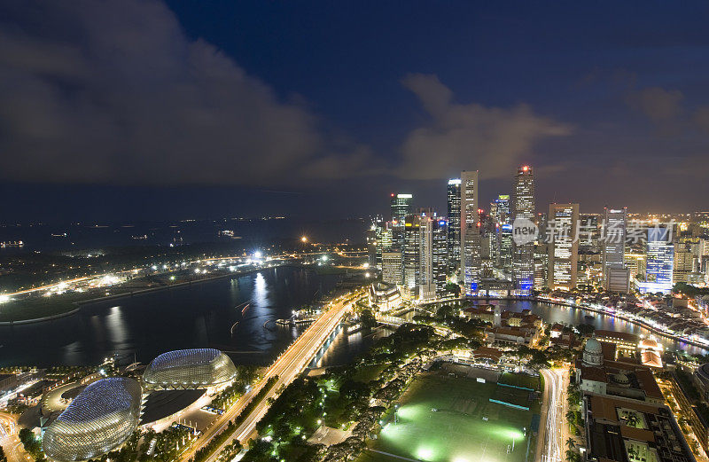 新加坡夜景鸟瞰图