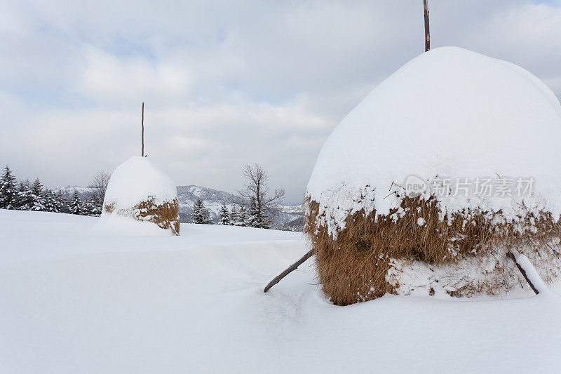 深雪中的干草堆