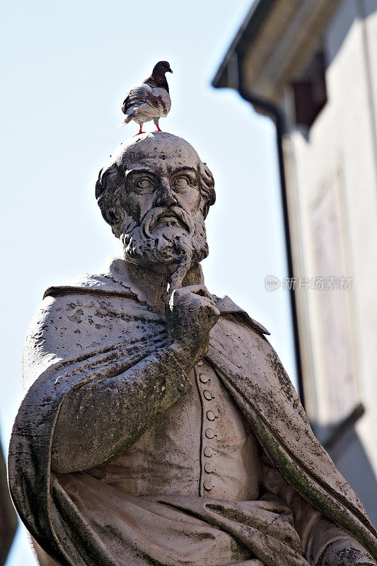 维琴察的帕拉第奥雕像，头顶是哥伦布