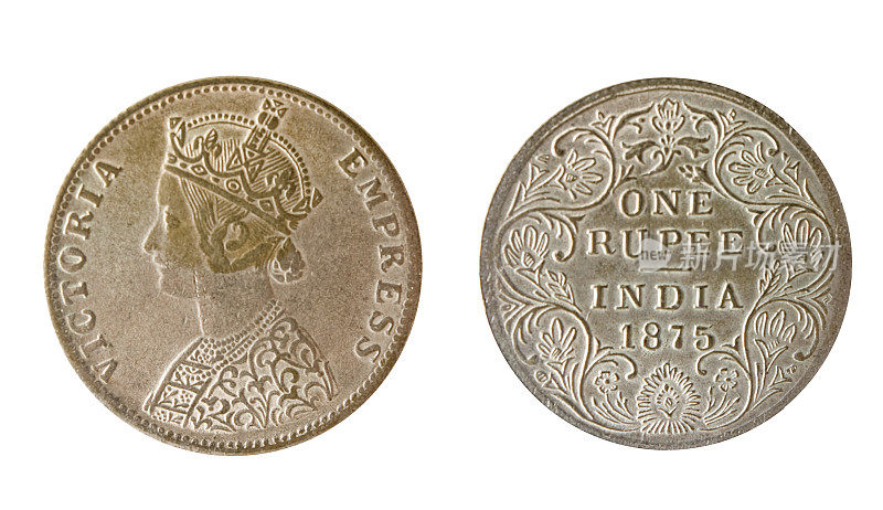 英国印度维多利亚女皇硬币孤立的背景
