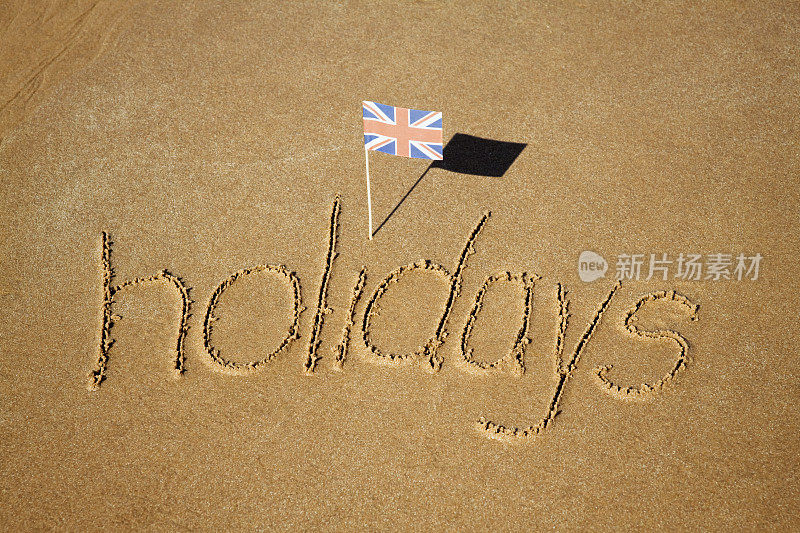 海滩、假日和英国国旗
