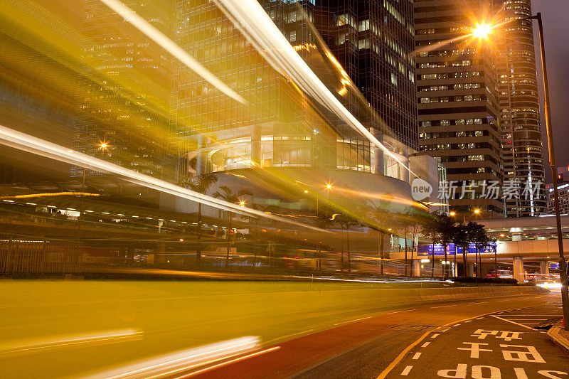 香港天际线与夜间交通