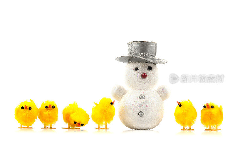 复活节排着小鸡宝宝看雪人——冬天