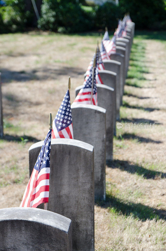 一排排的美国退伍军人的墓碑
