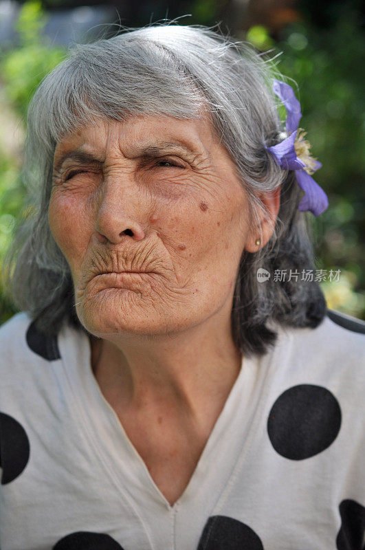 一个做愤怒脸的老妇人的肖像