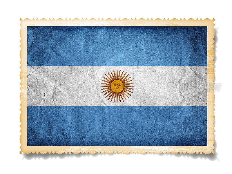 (剪切路径!)阿根廷国旗在老照片孤立