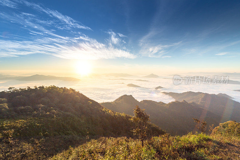 清莱和清迈自然景观，泰国北部日出美景