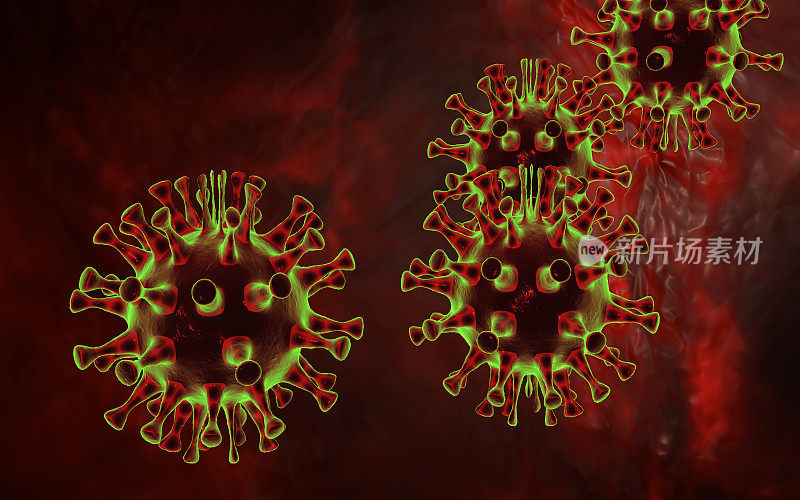 生物体中的致病性病毒，3D渲染