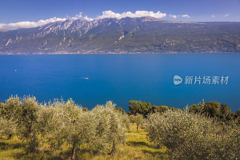 意大利利蒙附近加尔达湖和特伦蒂诺阿尔卑斯山上的游艇和帆船