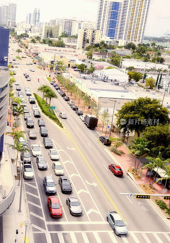 十字路口,迈阿密。鸟瞰图。
