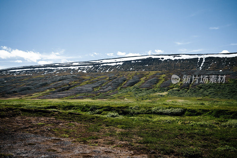 冰岛北部冰雪覆盖的山脉