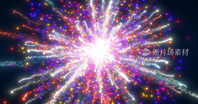 抽象发光的能量爆炸彩色漩涡烟花从线和魔法粒子抽象背景