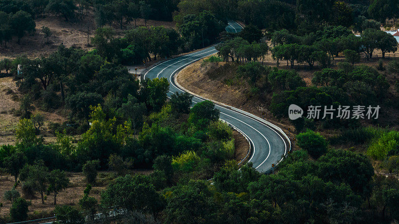 葡萄牙南部乡村景观道路航拍图