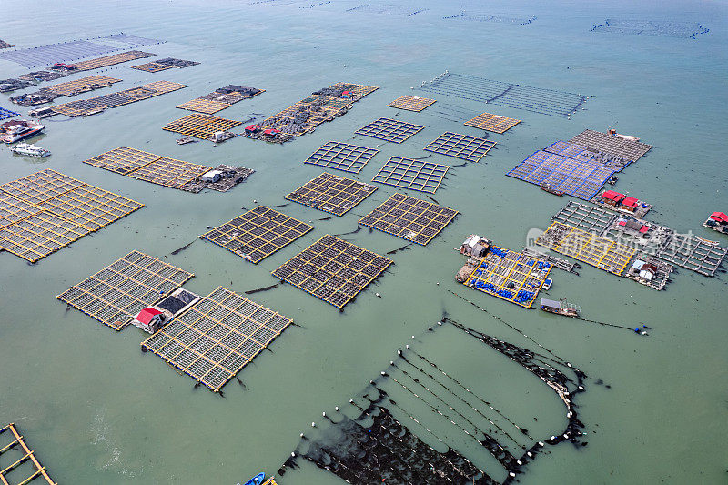 海洋水产养殖场鸟瞰图