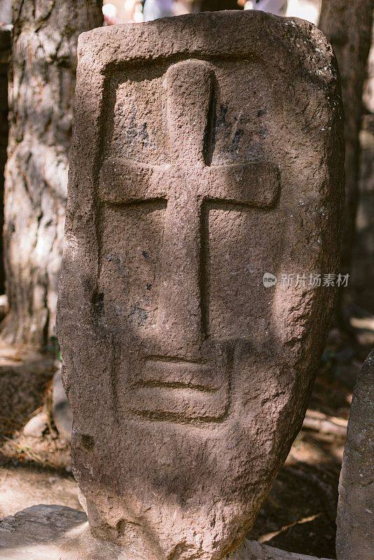 古代基督教十字架石特写