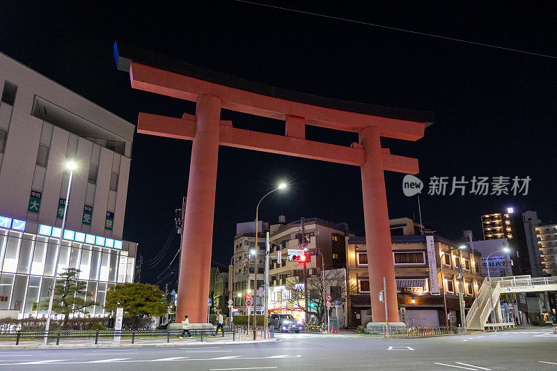 日本爱知县名古屋巨大的鸟居门