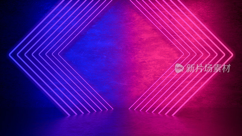 紫外氖激光发光方块线，光隧道，抽象三维背景