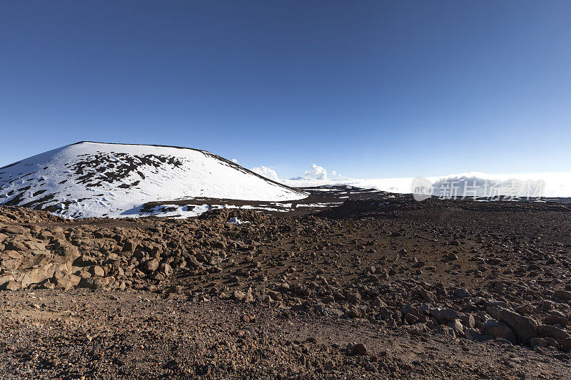 夏威夷岛莫纳克亚火山上的雪