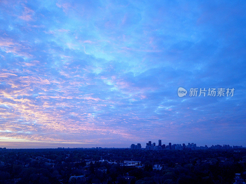 秋天多伦多市中心的鸟瞰图