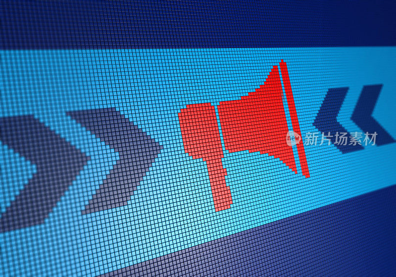 像素化背景上的扩音器符号