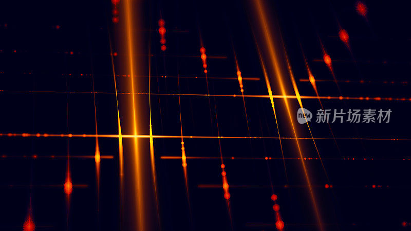 未来主义网格星圣诞串LED灯金色图案连接技术霓虹散景红橙黄灯笼中国新年黑色背景光纤荧光激光灯泡丝网分形艺术数字生成图像