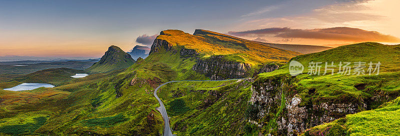英国，苏格兰，斯凯岛，基莱恩山的日落