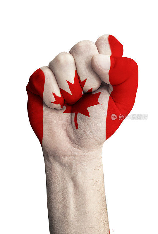 拳头与加拿大国旗