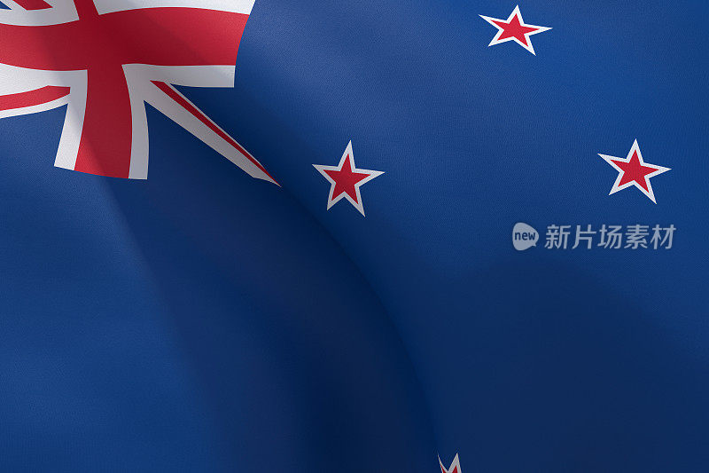 新西兰国旗迎风飘扬