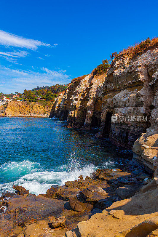 加州南部的拉霍亚海岸线，海洋，圣地亚哥