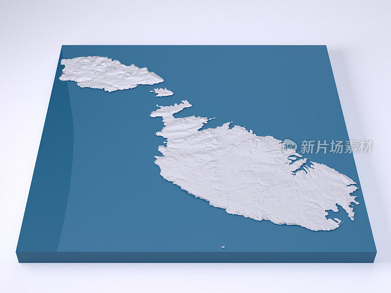 马耳他3D模型地形图白面