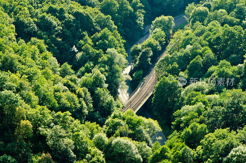 自然中的铁路和公路。