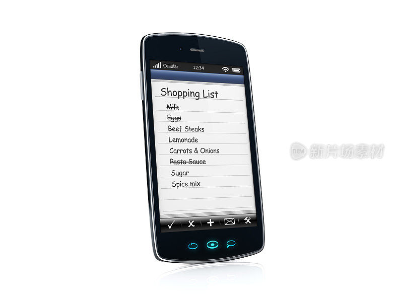 手机智能手机与购物清单的应用程序-左