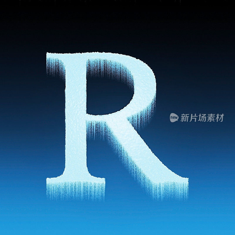 R冰字母冻结孤立在蓝色背景