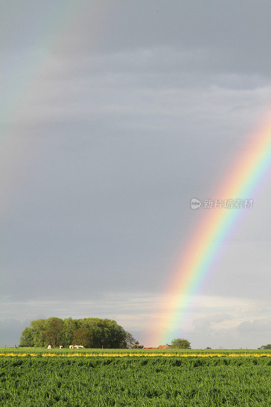 瓦隆尼亚农田上的彩虹弧