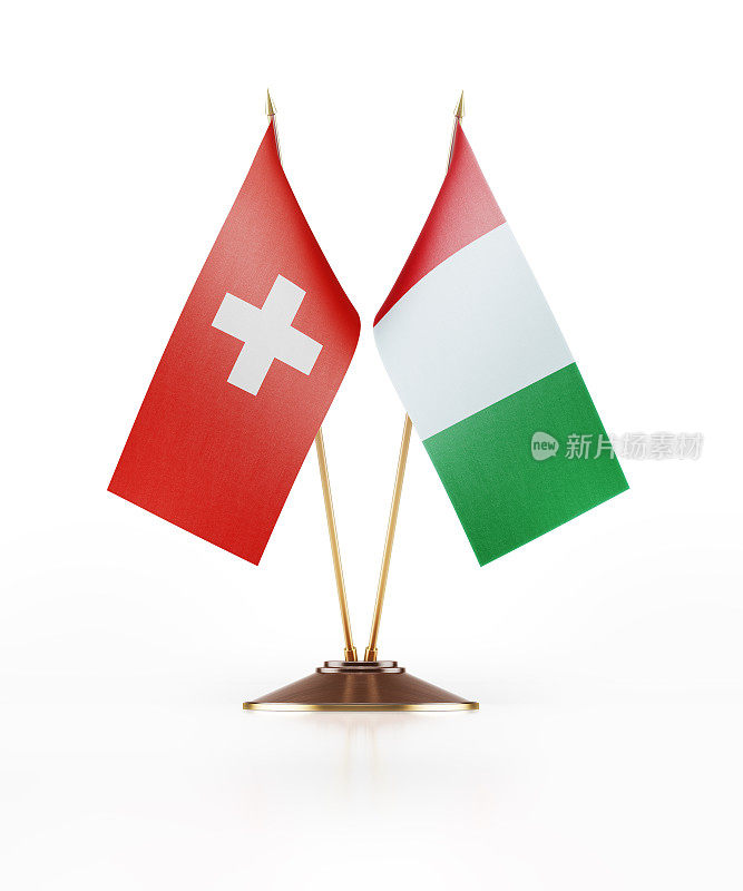 瑞士和意大利的微型国旗
