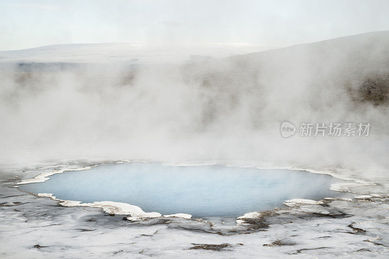 冰岛冒着热气的乳白色矿泉