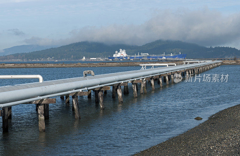 将原油从油轮输送到炼油厂的管道