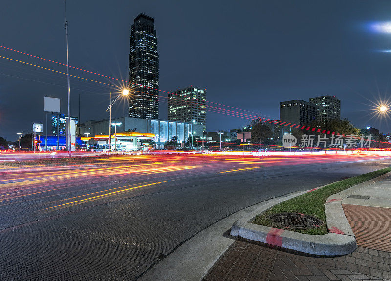 休斯顿市中心的夜景