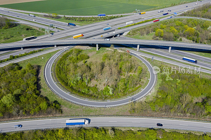 曲线形公路路口鸟瞰图