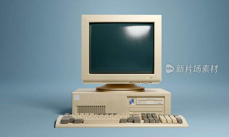 复古90年代米色家庭PC电脑