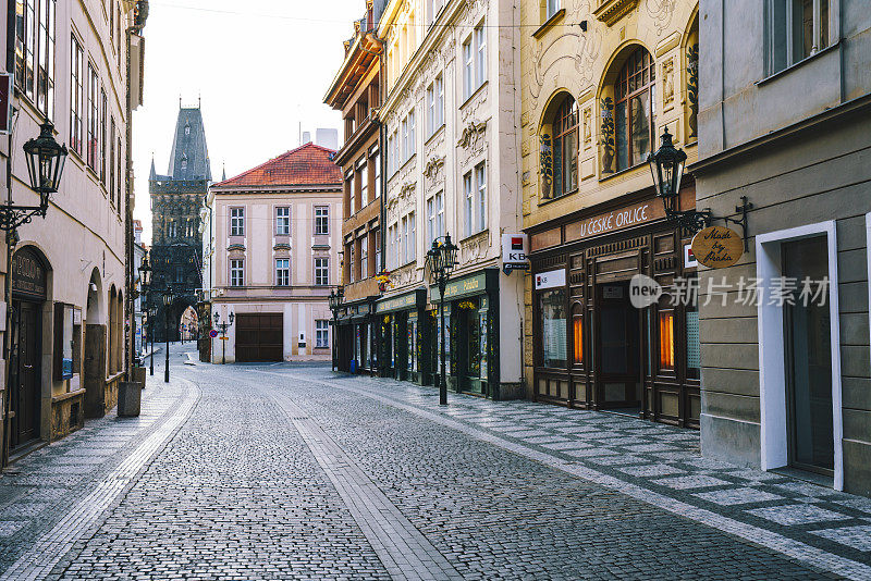 捷克共和国布拉格清晨的街道