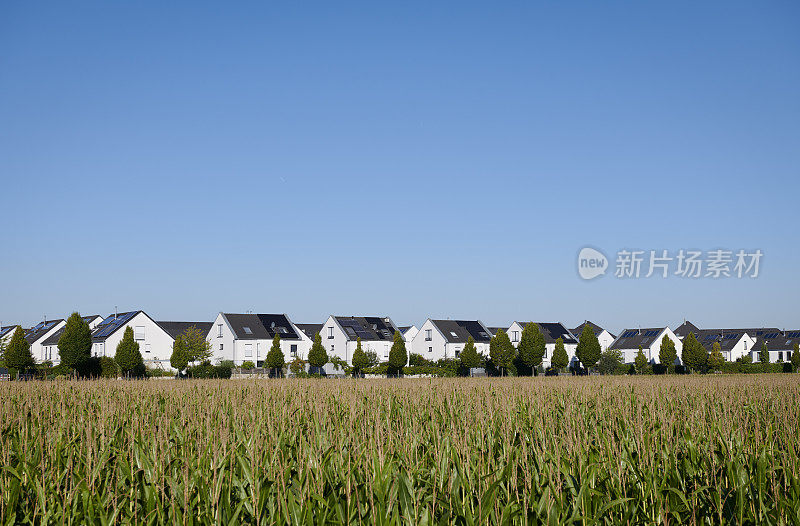 带有太阳能电池板的现代白色家庭住宅