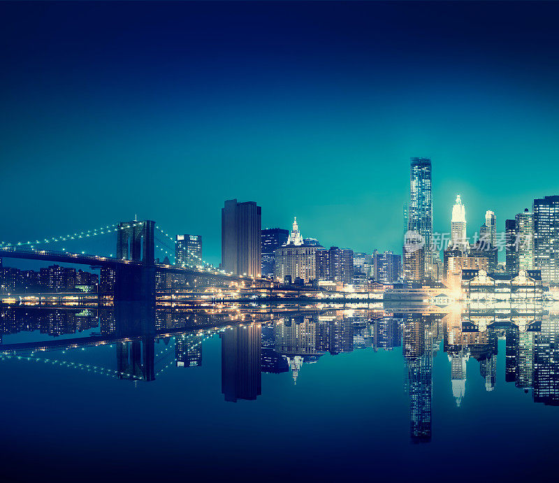 纽约市灯光风景桥的概念
