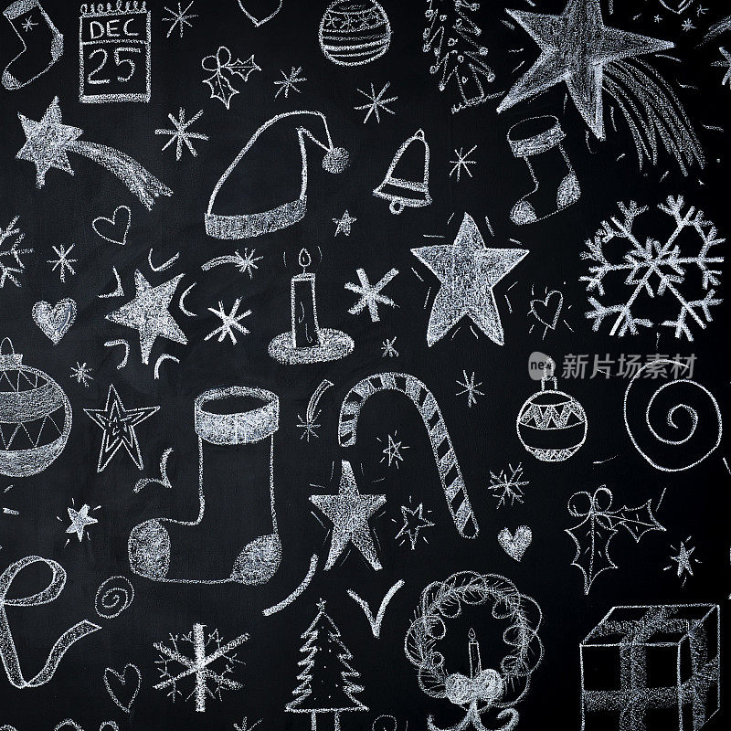 黑板上的圣诞插图