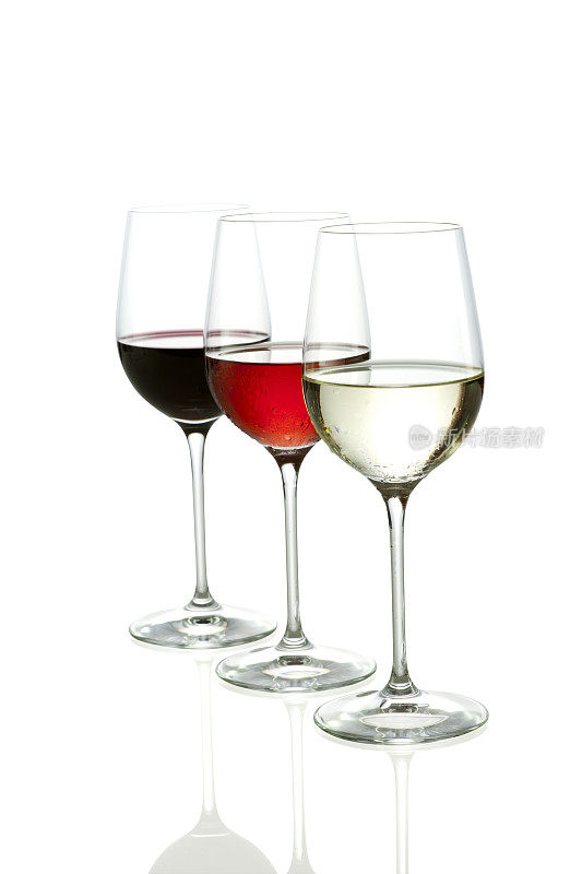 包括三种颜色的葡萄酒剪辑路径