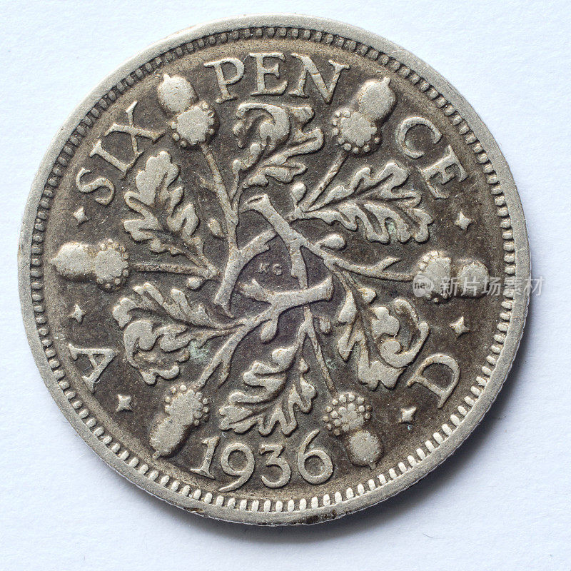 乔治五世国王1936年六便士银币