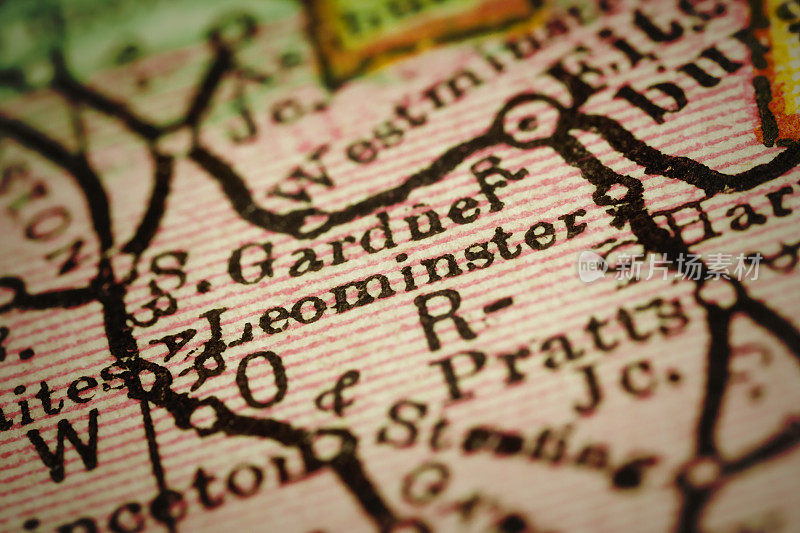 马萨诸塞州莱明斯特的一幅古董地图