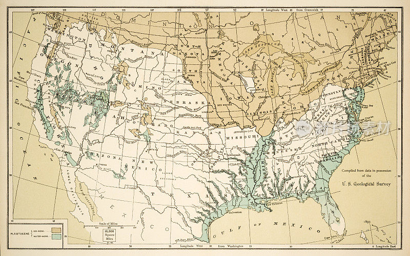 美国1894年的地质图